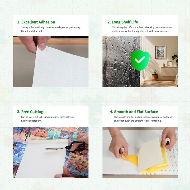 ALL4JIG Puzzle Saver - 24-Pack Puzzle Glue Sheets for 1000-3000 Pieces, Self-Adhesive Sticker Sheets, Easy to Preserve & Frame Jigsaw Puzzles - Image 3